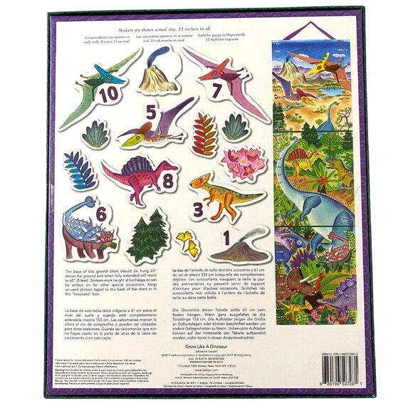 eeBoo Dinosaur Kids Growth Chart Holly Berry Stickers Vegetable Based Inks - Picture 2 of 2
